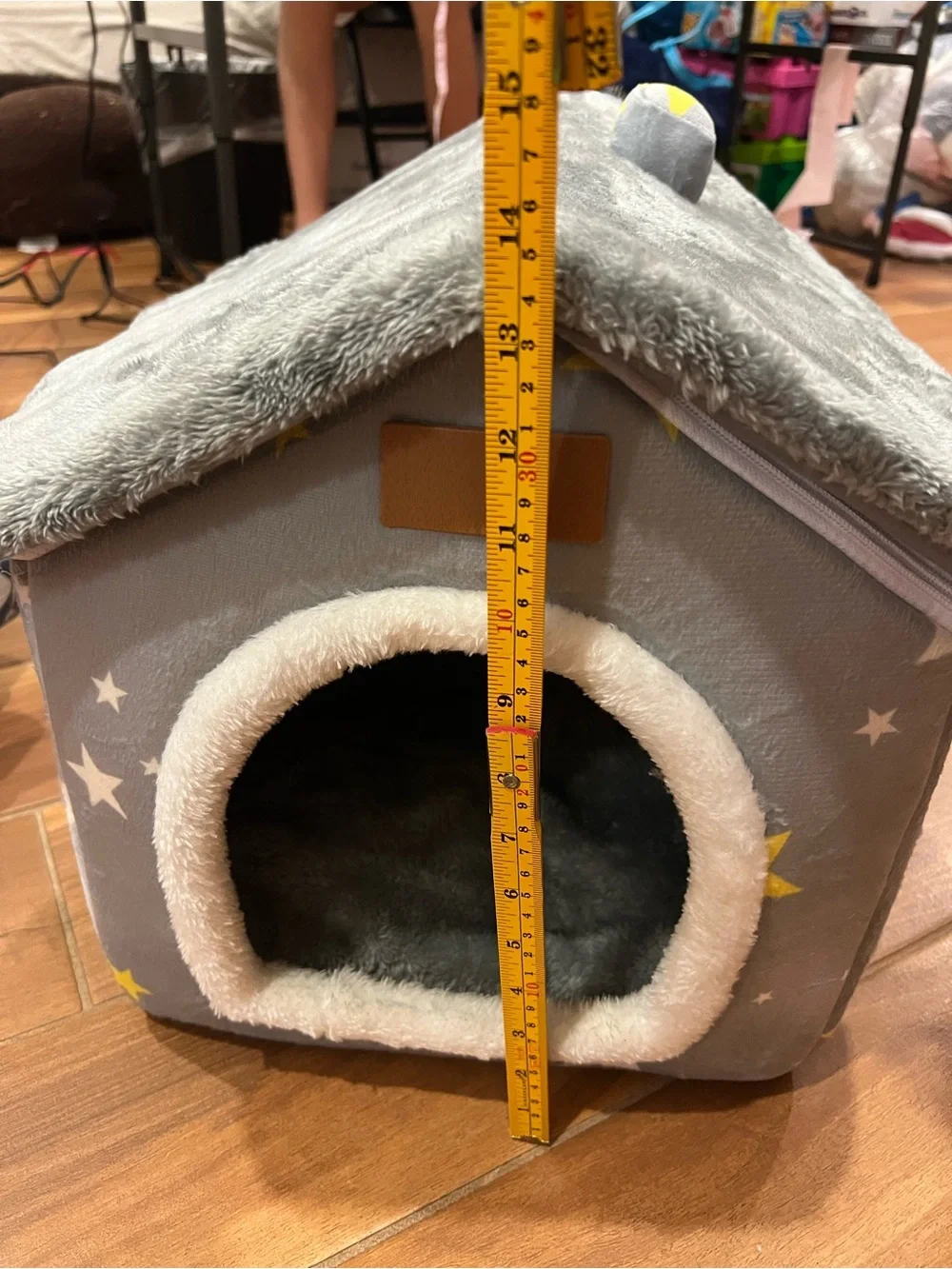 Gray Plush Pet House with Trim - Cozy Indoor Dog Bed